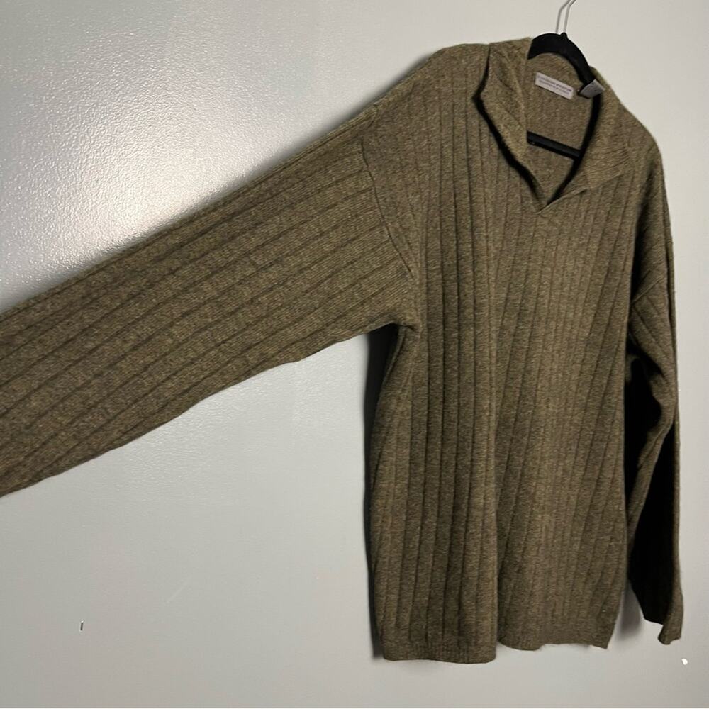 Vintage Structure Lambswool Collared Fisherman Sweater Green Men’s Size XL - Picture 6 of 10